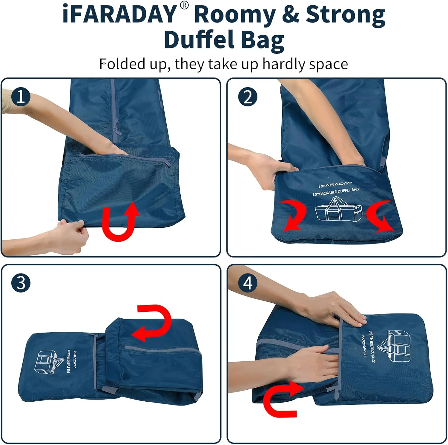 Foldable Duffle Bag for Travel - 75L Large Spare Travel Duffel Bag Lightweight with Trolley Sleeve - Blue