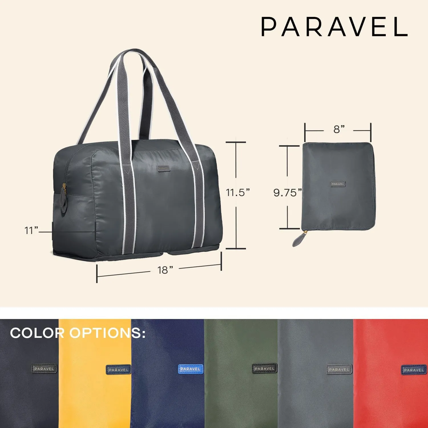 Foldable Duffle Bag for Travel | Lightweight, Water-Resistant, Multifunctional Carry On Bag | Sustainable and Durable Nylon