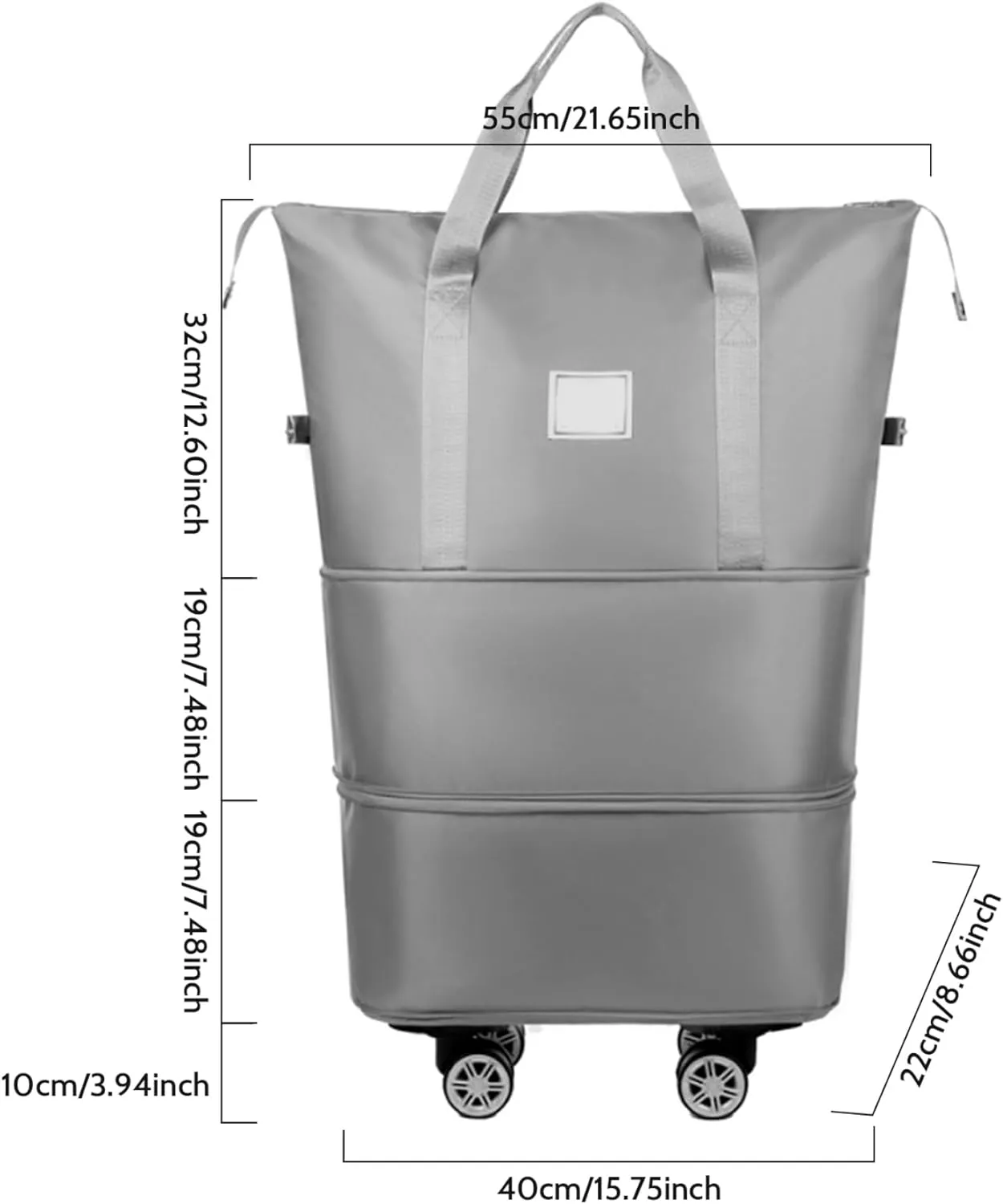 Foldable Luggage Bag, Rolling Duffle Bag with Wheels and Handle, Expandable Foldable Luggage Bag, Dry and Wet Separation Rolling Bag, Zipper Rolling Bag for Gym,Camping,Travel Grey, Rolling Bag