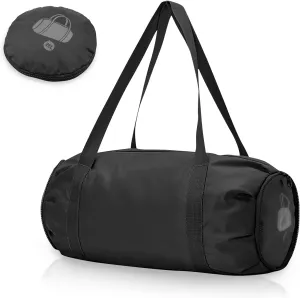 Foldable Sports Gym Bag with Wet Dry Pocket, Ultralight Travel Bag, Large Capacity Duffel Bag, Splash Proof Carry on Bag, Overnight Bag, Weekender Bag for Travel, Beach (black)