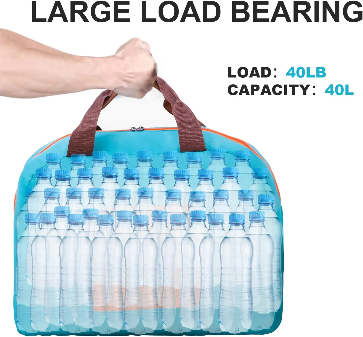 Foldable Travel Duffle Bag, JIMTAB Waterproof Nylon Foldable Carry Package Versatile for Travel Gym Sports Weekender Bag (Light Blue)