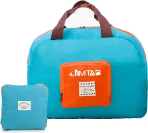 Foldable Travel Duffle Bag, JIMTAB Waterproof Nylon Foldable Carry Package Versatile for Travel Gym Sports Weekender Bag (Light Blue)