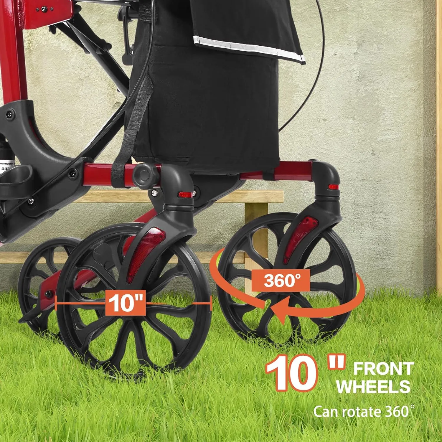Folding Rollator Walker with Seat and Extra Wide Backrest,Rollators with All Terrain Large 8-inch Wheels for Seniors,Rolling Walkers with Cup & Cane Holder,up to 300 lbs