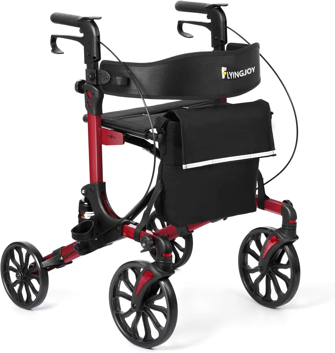Folding Rollator Walker with Seat and Extra Wide Backrest,Rollators with All Terrain Large 8-inch Wheels for Seniors,Rolling Walkers with Cup & Cane Holder,up to 300 lbs