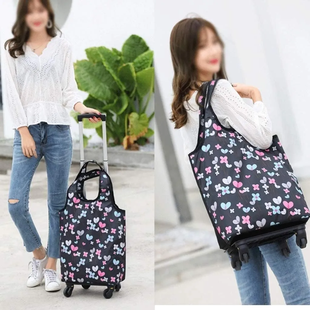 Folding Shopping Bag Shopping Cart On Wheels Bag Small Pull Cart Buy Vegetables Bag Shoulder Bag Shopping Organizer Tug Package Grocery Cart (Color : F)