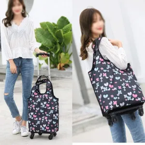 Folding Shopping Bag Shopping Cart On Wheels Bag Small Pull Cart Buy Vegetables Bag Shoulder Bag Shopping Organizer Tug Package Grocery Cart (Color : F)