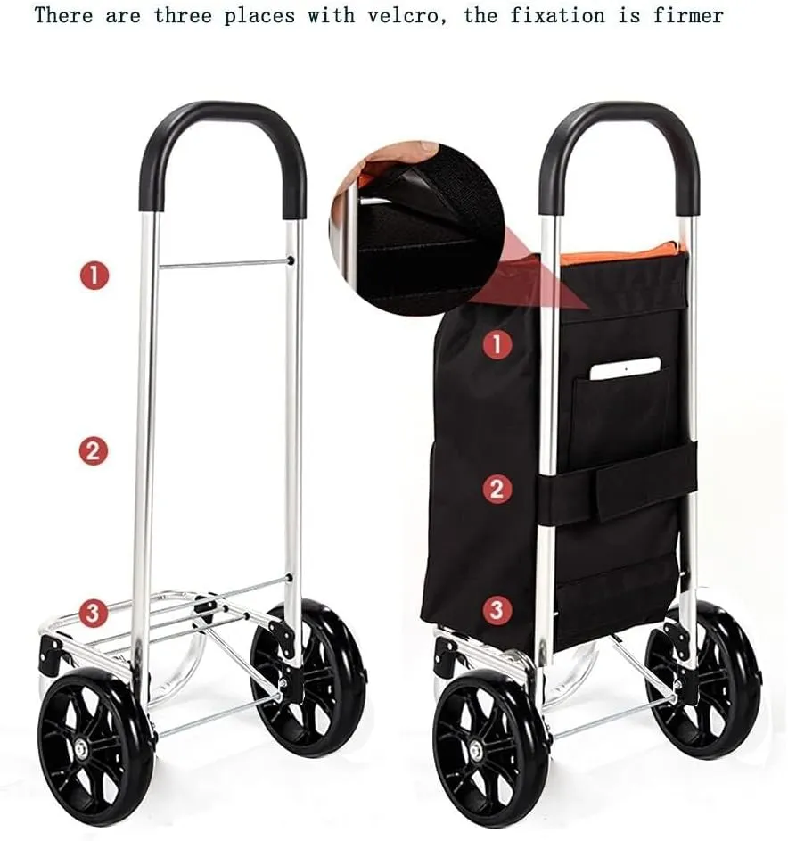 Folding Shopping Cart, Foldable Shopping Trolley with 2 Big Wheels Large 37L Detachable Trolley Bag Shopping Cart for Supermarket Travel Grocery Utility Carts(Blue)