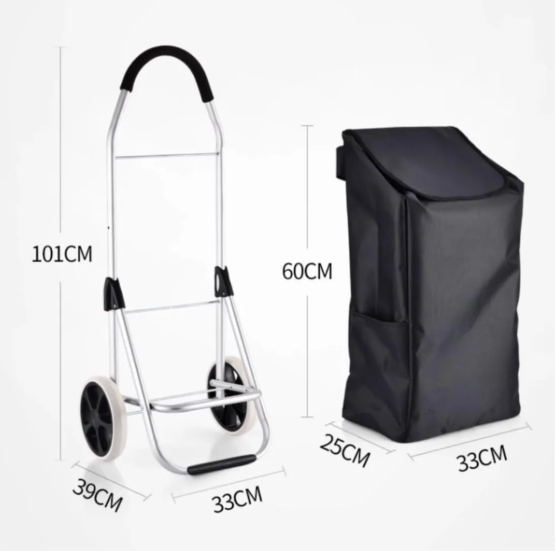 Folding Shopping Cart, Shopping Cart Shopping Trolley Foldable Shopping Cart Solid with Waterproof Bag 50L Large Capacity Grocery Utility Carts, 101*33cm