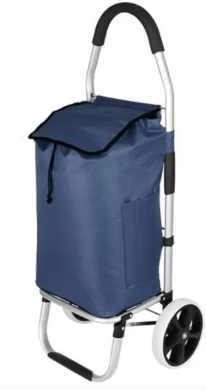 Folding Shopping Cart, Shopping Cart Shopping Trolley Foldable Shopping Cart Solid with Waterproof Bag 50L Large Capacity Grocery Utility Carts, 101*33cm