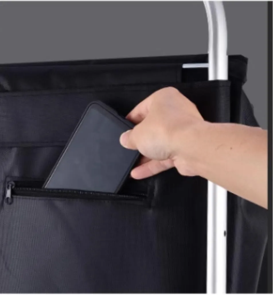 Folding Shopping Cart, Shopping Cart Shopping Trolley Foldable Shopping Cart Solid with Waterproof Bag 50L Large Capacity Grocery Utility Carts, 101*33cm