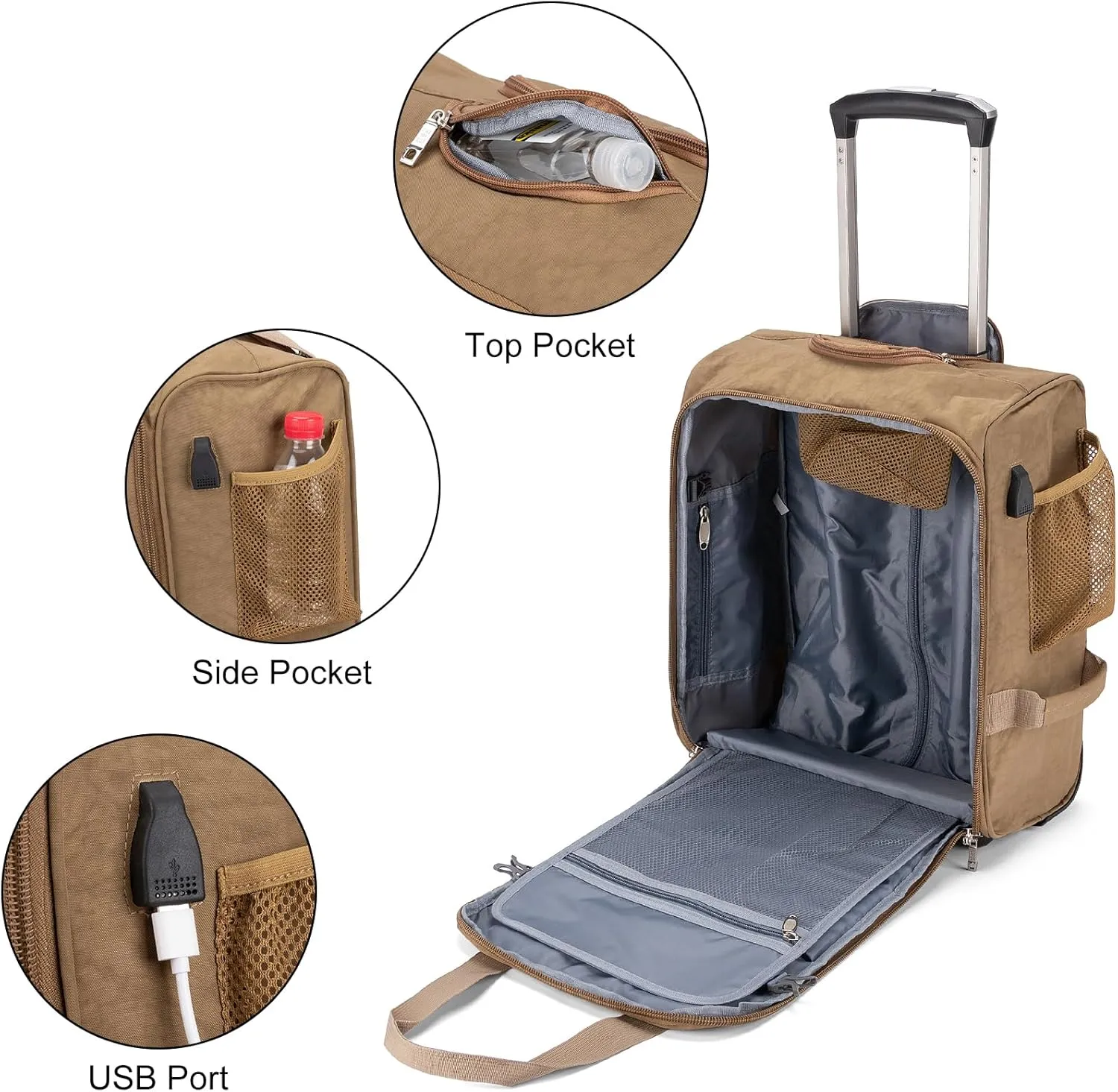 For JetBlue Airlines 17x13x8 Inches Rolling Personal Item Underseat Rolling Travel Bag - Suitable for Major Airlines including Spirit, Jetblue and Frontier- Duffel Bag Design