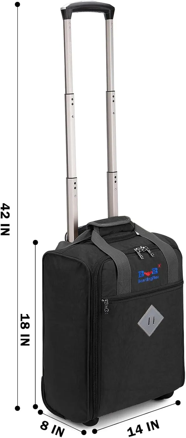 For Spirit Airlines 18x14x8 Inches Personal Item Under Seat Rolling Duffle Bag Luggage Suitable For Major Airlines Including AA and Frontier (Black)