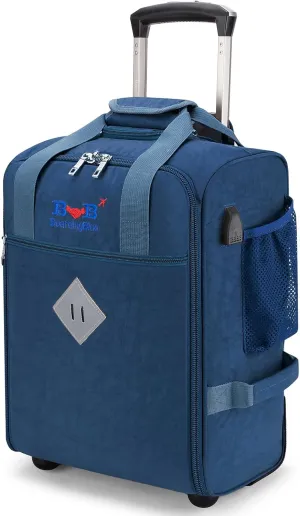 For Spirit Airlines 18x14x8 Inches Personal Item Under Seat Rolling Duffle Bag Luggage Suitable For Major Airlines Including AA and Frontier (Navy)