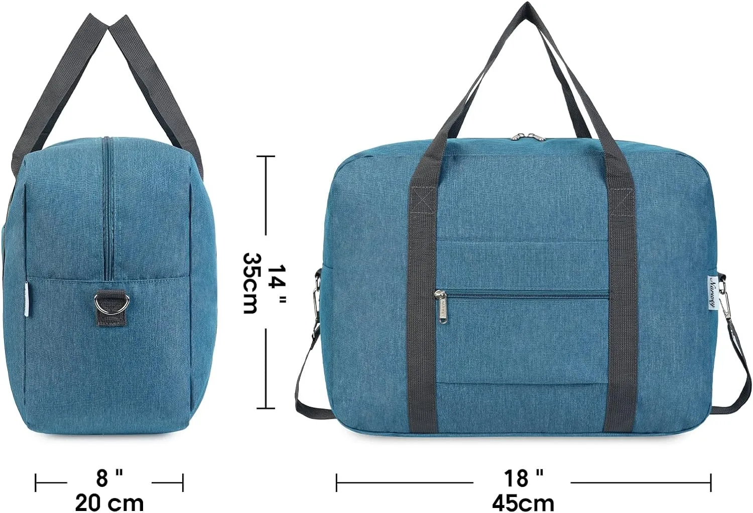 For Spirit Airlines Personal Item Bag 18x14x8 Foldable Travel Duffel Bag Tote Foldie Duffle Carry on Luggage for Women and Men 30L (Navy Blue (With Shoulder Strap))