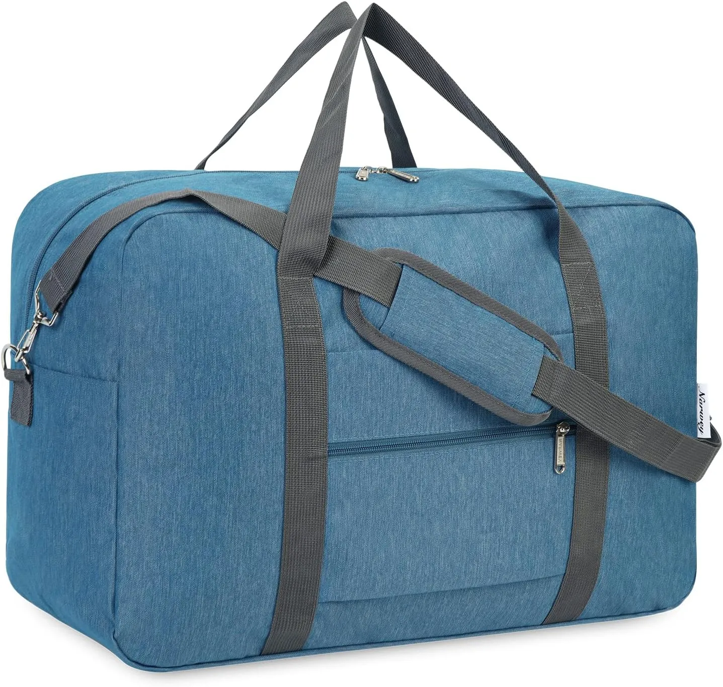 For Spirit Airlines Personal Item Bag 18x14x8 Foldable Travel Duffel Bag Tote Foldie Duffle Carry on Luggage for Women and Men 30L (Navy Blue (With Shoulder Strap))