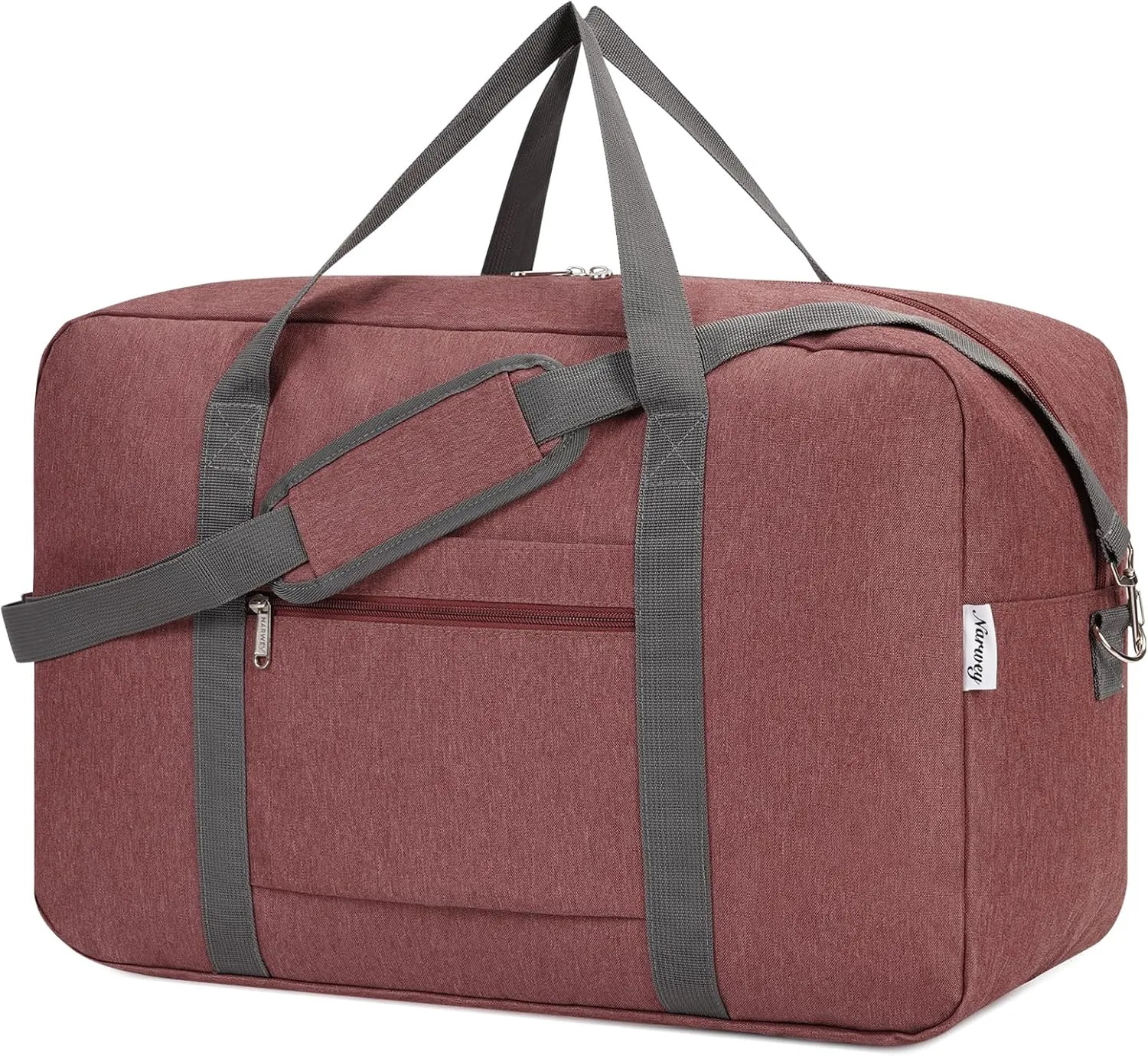 For United Airlines Foldable Carry on Bag 22x14x9 Travel Duffel Bag Packable luggage Duffle for Women and Men 40L (Jujube Red)