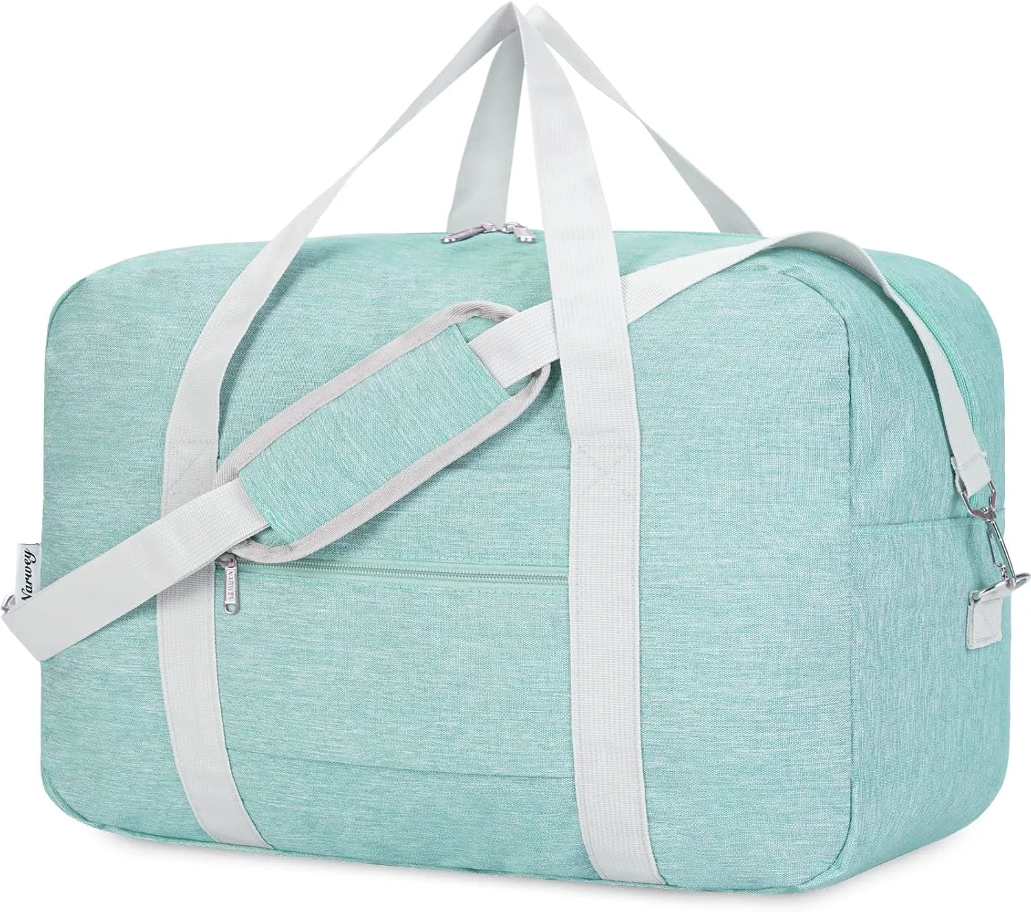 For United Airlines Foldable Carry on Bag 22x14x9 Travel Duffel Bag Packable luggage Duffle for Women and Men (Mint Green) 40L