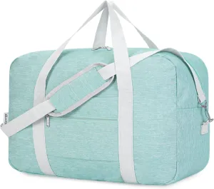 For United Airlines Foldable Carry on Bag 22x14x9 Travel Duffel Bag Packable luggage Duffle for Women and Men (Mint Green) 40L