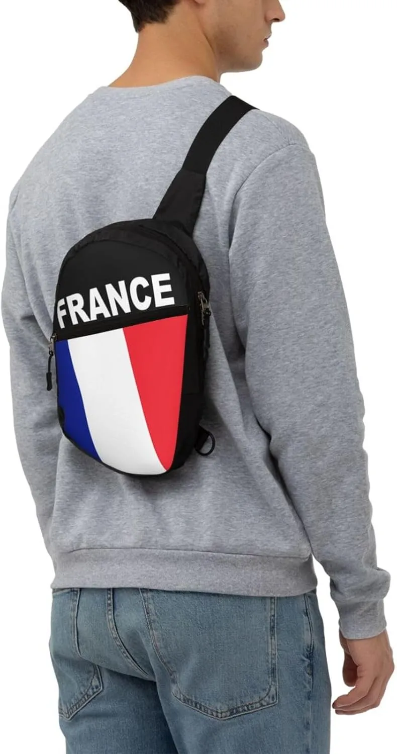 French Flag Packable Crossbody Bag Portable Sling Bags Foldable Travel Daypack Reusable Sports Shoulder Backpack Diagonally Chest Bag for Workout