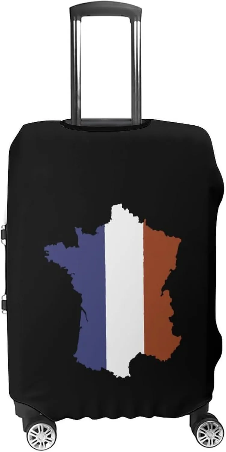 French Map Flag Fashion Luggage Cover Protector Washable Elastic Suitcase Cover Anti-Scratch Unisex Travel