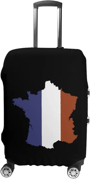 French Map Flag Fashion Luggage Cover Protector Washable Elastic Suitcase Cover Anti-Scratch Unisex Travel
