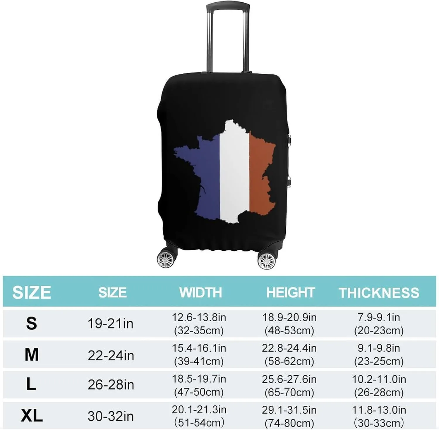 French Map Flag Fashion Luggage Cover Protector Washable Elastic Suitcase Cover Anti-Scratch Unisex Travel