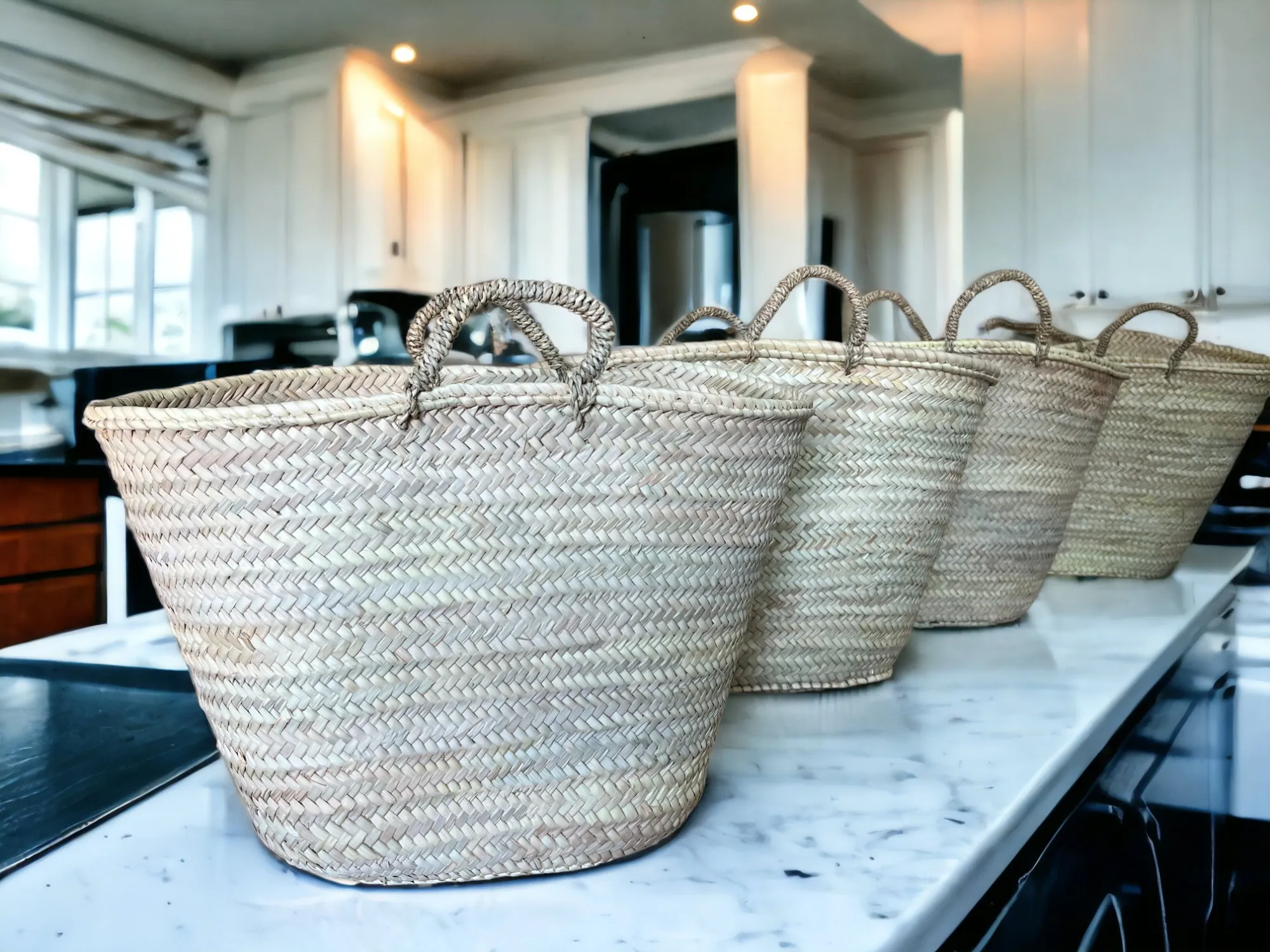 French straw shopping basket