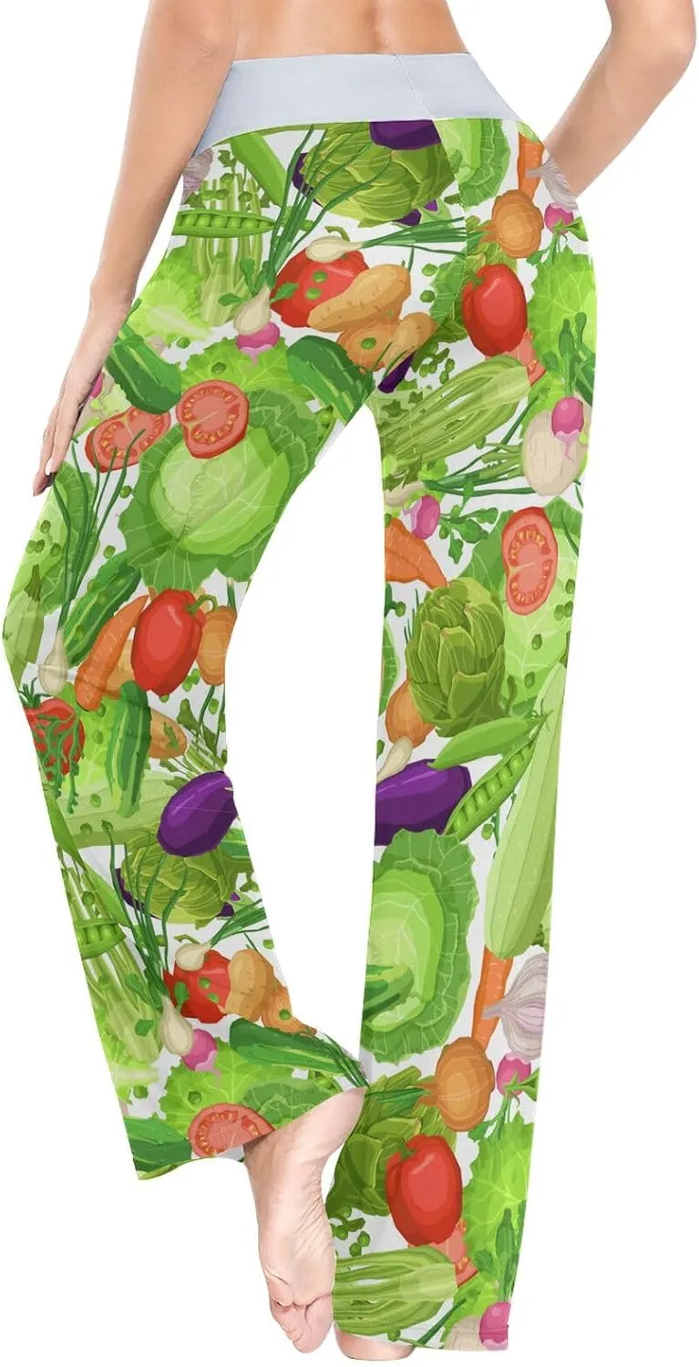 Fresh Vegetables Red Pepper Women's Pajama Pants Cute Cabbage Tomatoes Loose Wide Leg Pant Drawstring Sweatpants XS