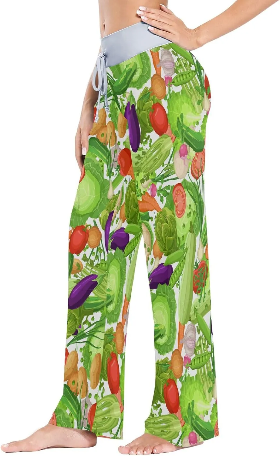 Fresh Vegetables Red Pepper Women's Pajama Pants Cute Cabbage Tomatoes Loose Wide Leg Pant Drawstring Sweatpants XS