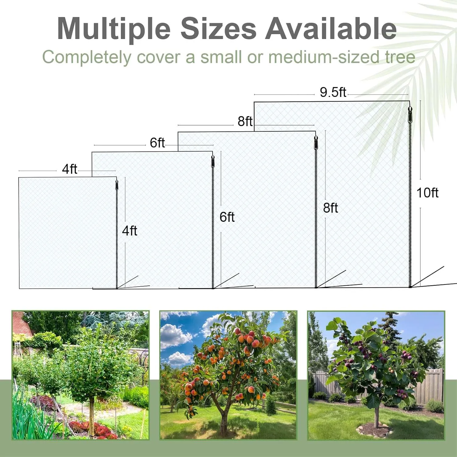 Fruit Tree Netting Cover with Zipper & Drawstring, 10ft x 9.5ft Insect Bird Barrier Netting for Garden Protection, Ultra Fine Mesh Garden Netting Pest Barrier, Extra Large, 1 Pack