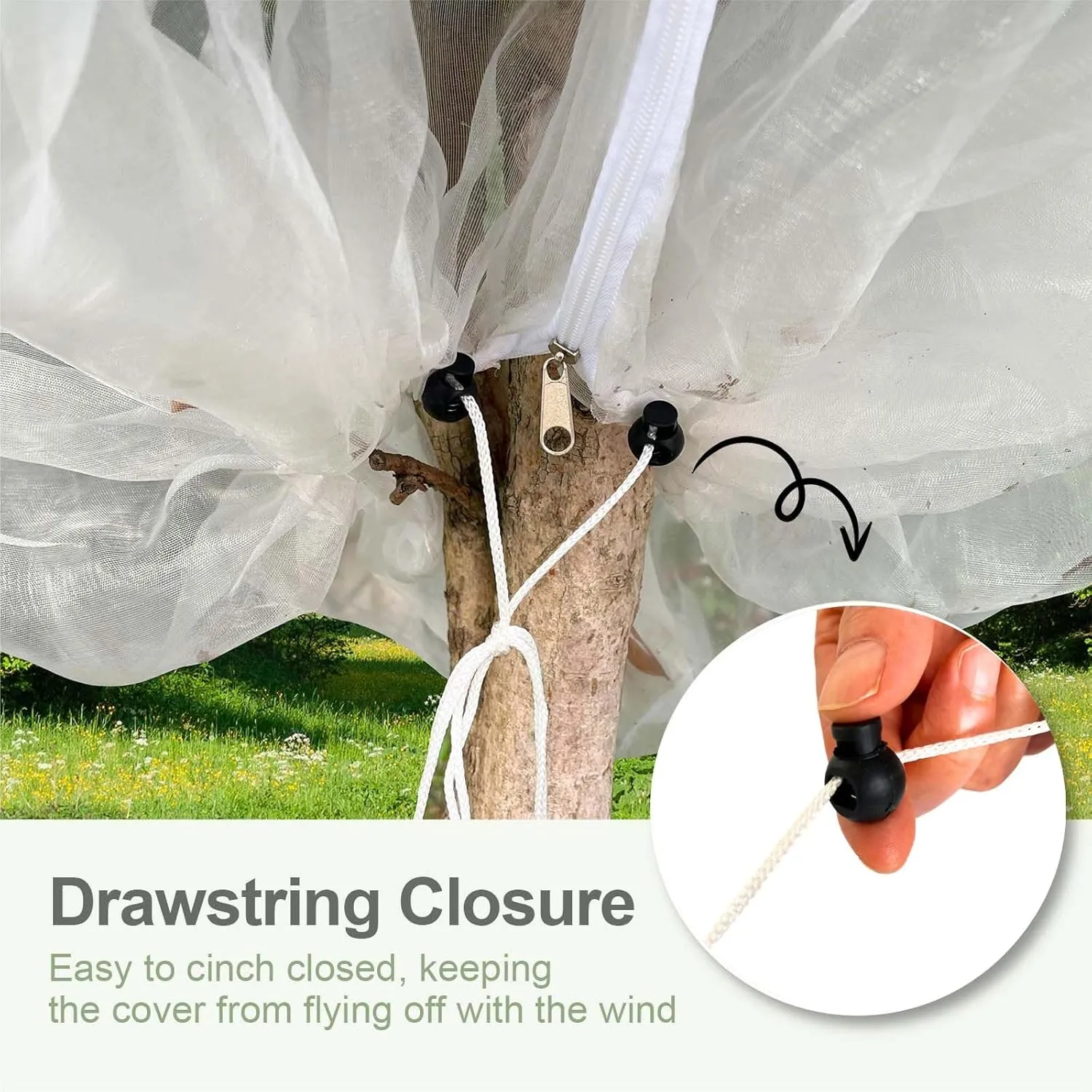 Fruit Tree Netting Cover with Zipper & Drawstring, 10ft x 9.5ft Insect Bird Barrier Netting for Garden Protection, Ultra Fine Mesh Garden Netting Pest Barrier, Extra Large, 1 Pack