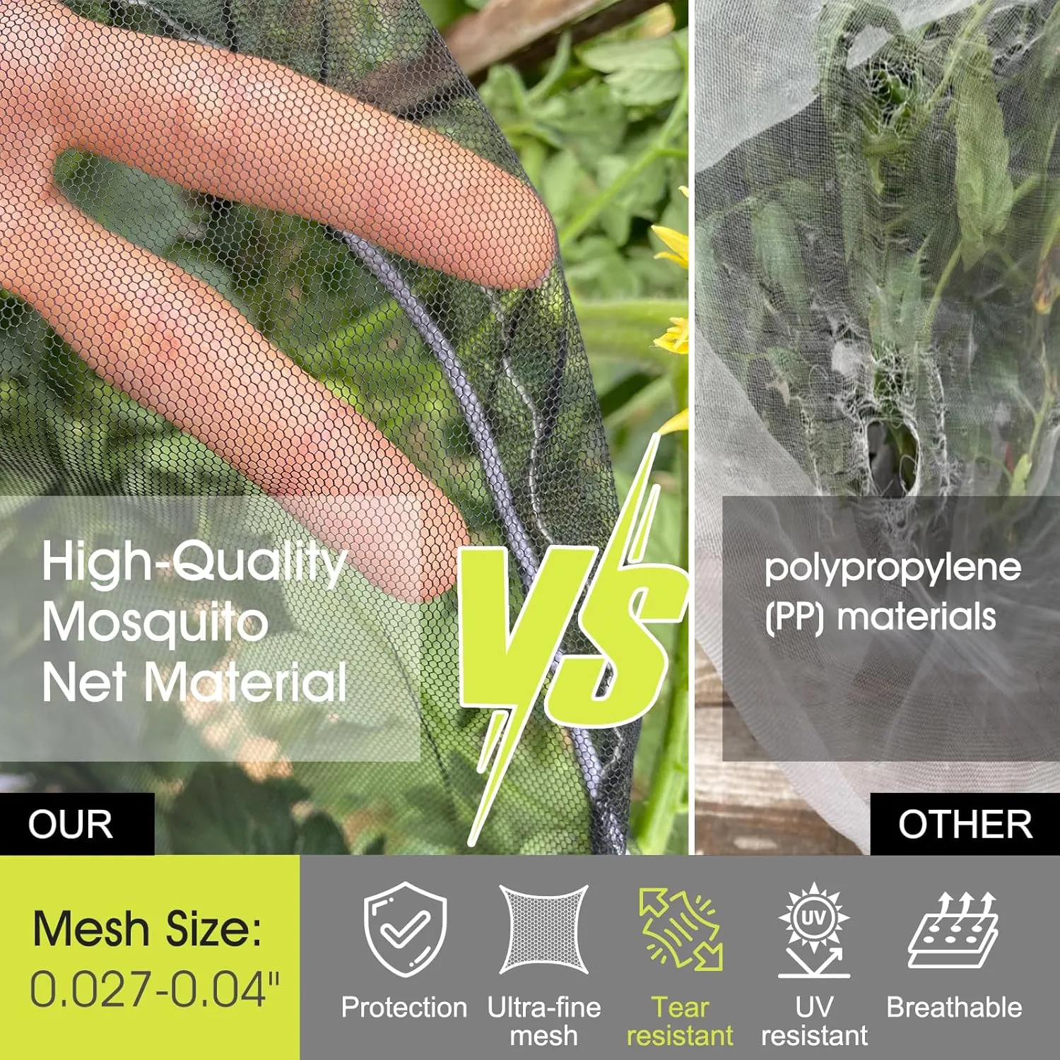 Fruit Tree Netting, RIFNY Large 3.9 x 3.3 FT Blueberry Bush Netting Cover with Zipper Drawstring, Outdoor Mosquito Net Garden Netting Protector Plant from Birds Cicadas Animals Insect (2 PCS, Black)