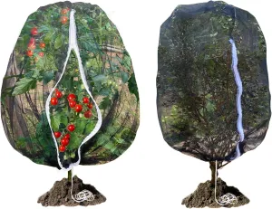 Fruit Tree Netting, RIFNY Large 3.9 x 3.3 FT Blueberry Bush Netting Cover with Zipper Drawstring, Outdoor Mosquito Net Garden Netting Protector Plant from Birds Cicadas Animals Insect (2 PCS, Black)