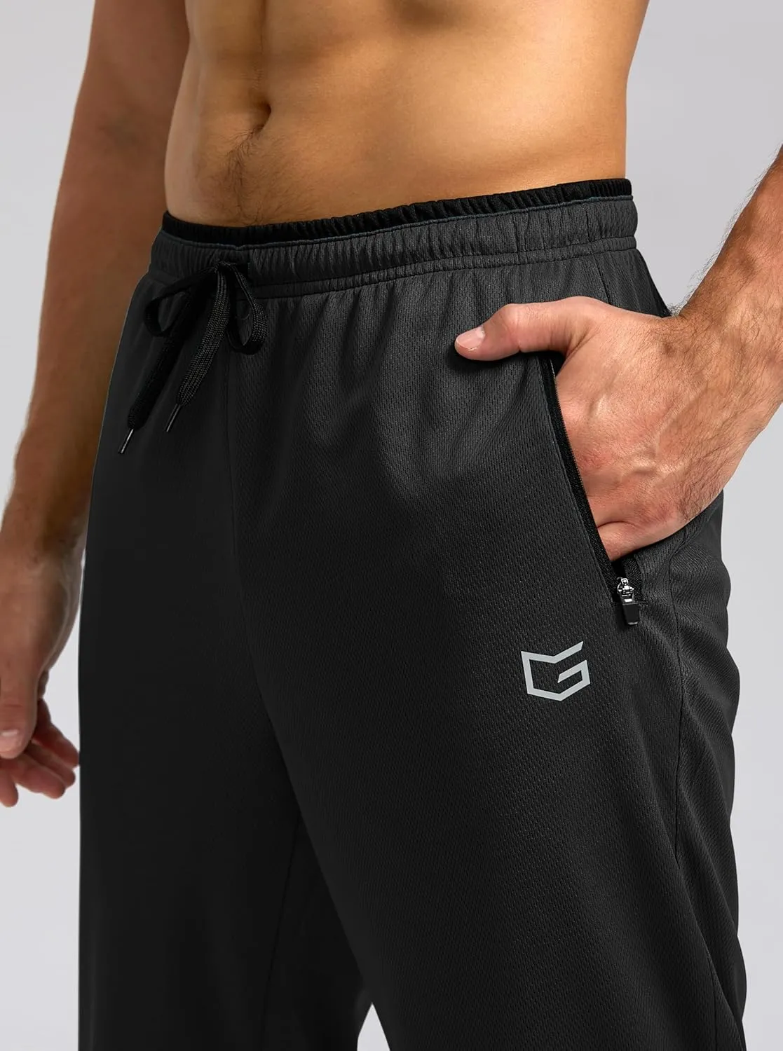 G Gradual Men's Sweatpants Mesh Lightweight with Zip Pockets Breathable Quick Dry Athletic Pants for Workout Running