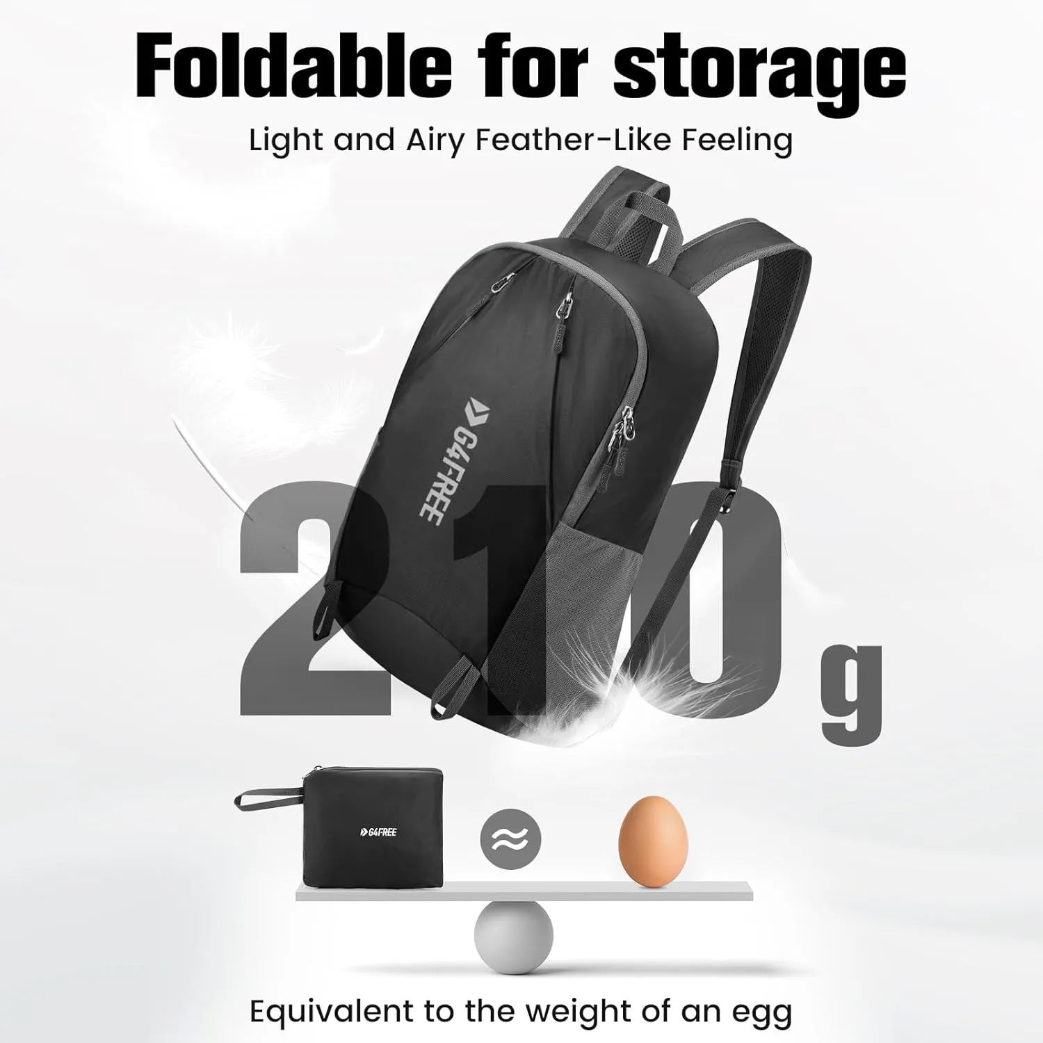 G4Free 24L Packable Hiking Backpack Lightweight Foldable Small Sport Travel Daypack Water Resistant for Women Men