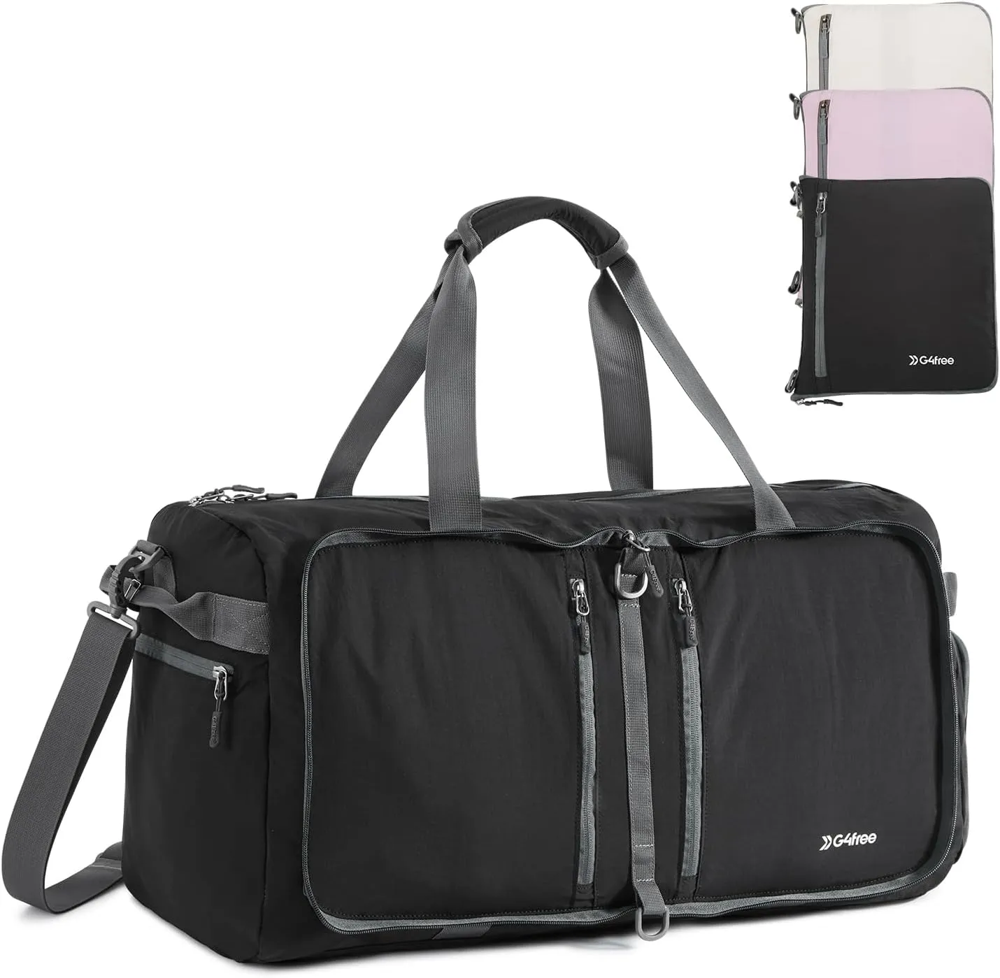 G4Free 65L Foldable Duffle Bag with Shoe Compartment for Travel Large Overnight Carry On Duffel Bag Packable for Men
