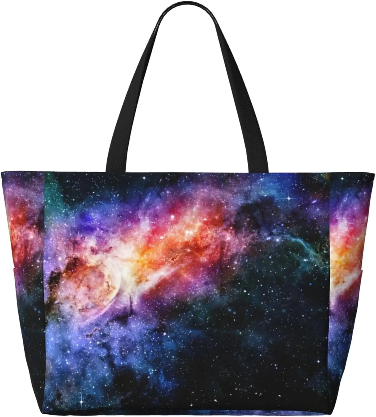 Galaxy In The Universe Extra Large Tote Bag For Women,Foldable Beach Bag With Pocket Weekender Travel Overnight Bag