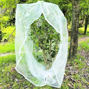 Garden Netting with Drawstring and Zipper, 5.9x6.6FT Plant Cover Net Bag Row Cover Barrier Protection Net for Birds Animals, Garden Mesh Cover for Tree Flower Fruit Crop (1 Pack)