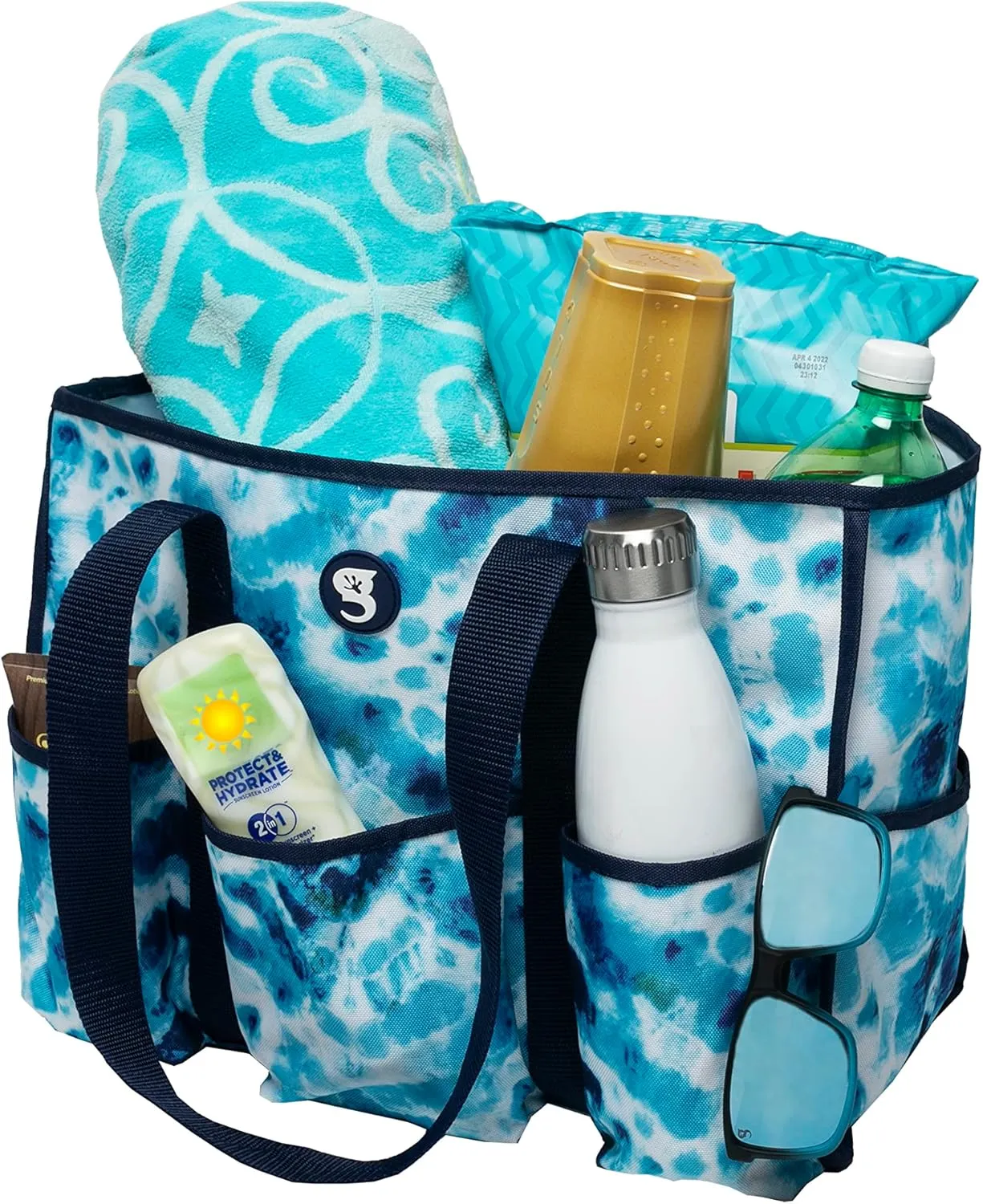 geckobrands 8 Pocket Tote - Utility Travel Swimming Pool Tote Duffle Bag for Gym, Shopping, and Everyday Use