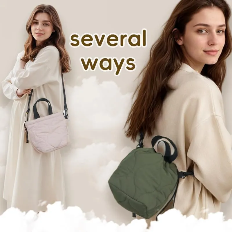 Geerlagly mini handbag, drawstring crossbody bag nylon quiltedwomen's large capacity bucket,daily travel,shopping