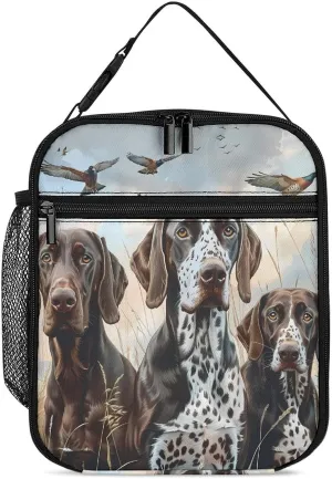 German Shorthaired Pointer Dogs Wildlife Funny Lunch Box Insulated Lunch Bag with Detachable Handle for Work Travel Picnic