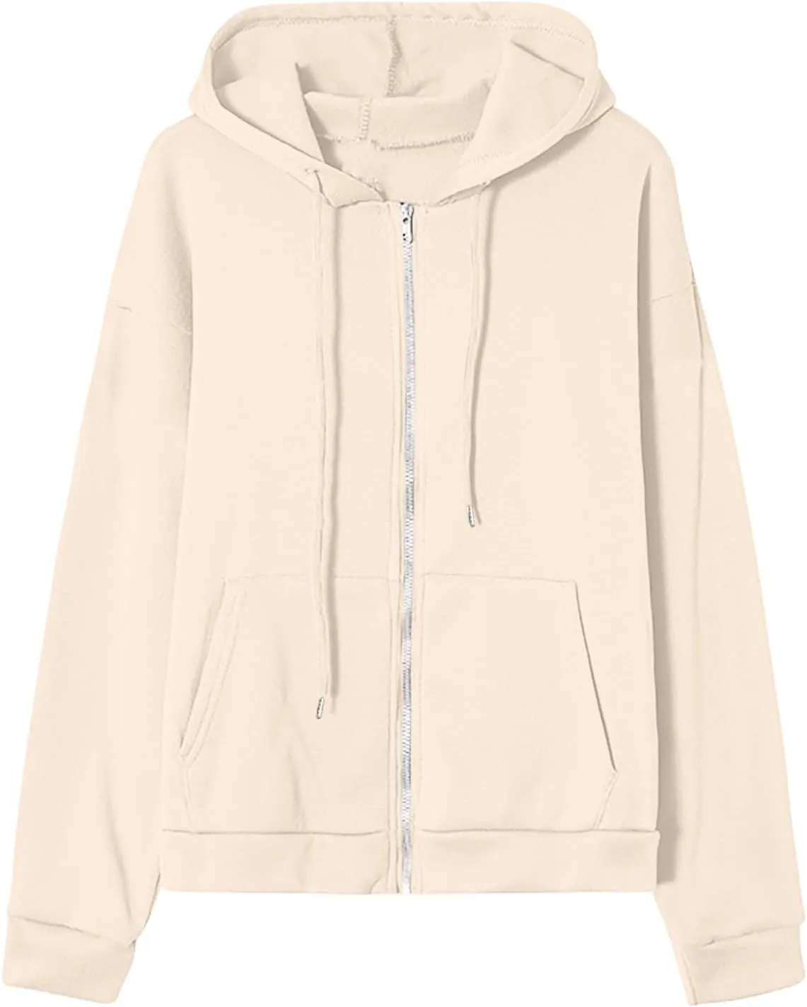 GIERIDUC Women's Zip Up Oversized Sweatshirts Fleece Jacket Coat Long Sleeve Casual Hoodies Fall Teen Girls Preppy Clothes