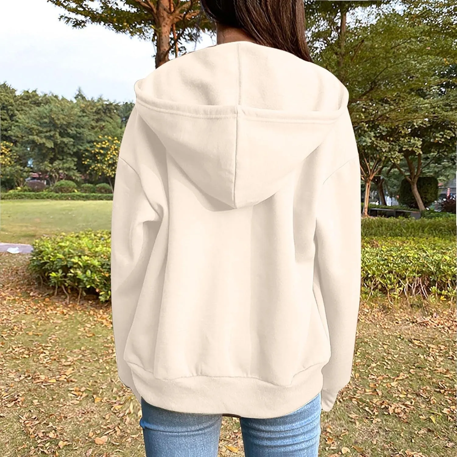GIERIDUC Women's Zip Up Oversized Sweatshirts Fleece Jacket Coat Long Sleeve Casual Hoodies Fall Teen Girls Preppy Clothes