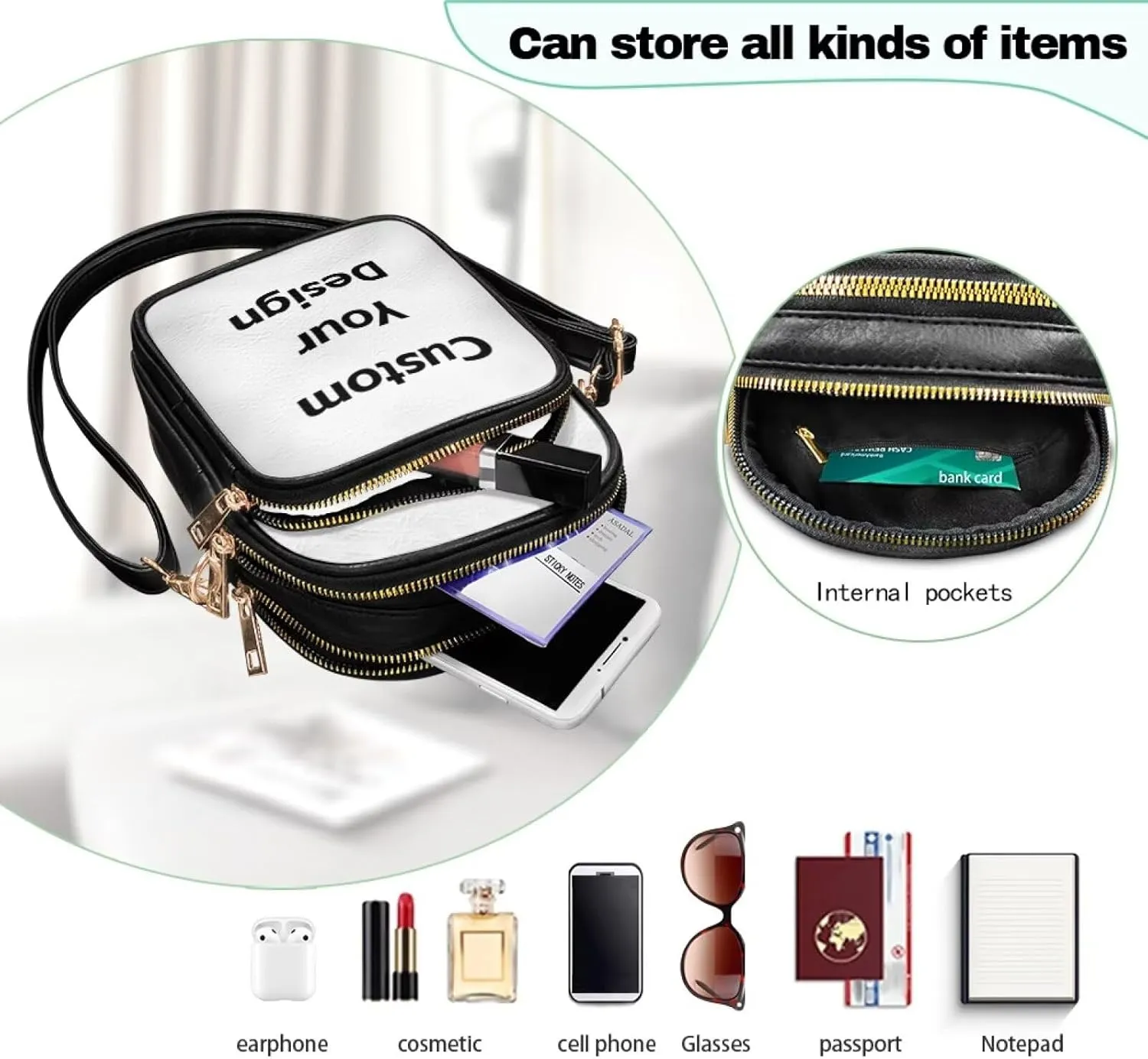 GIFTPUZZ Crossbody Purses for Women Medium Soft Leathe Bag with 3 Pockets Adjustable Strap and Internal Zipper Pocket