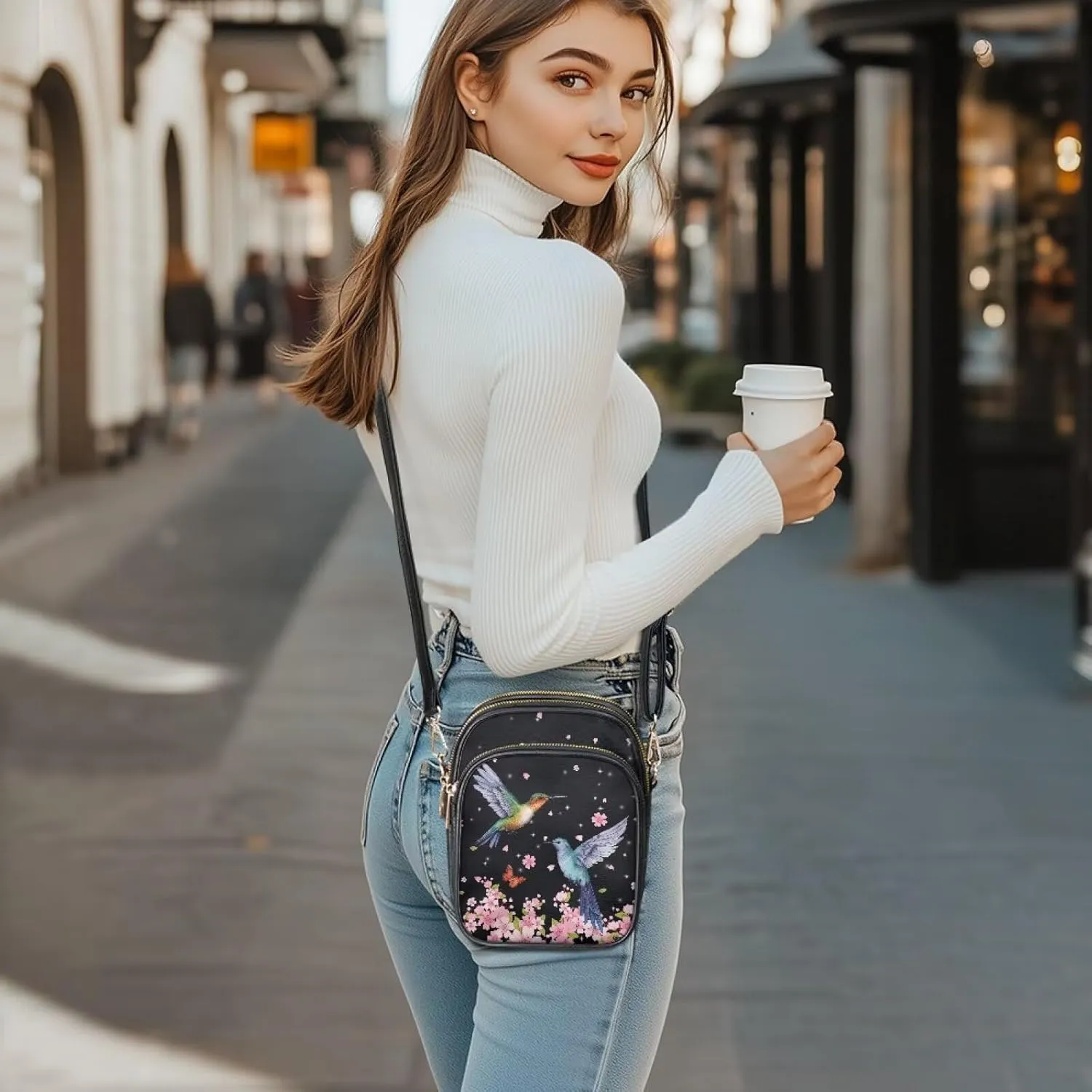 GIFTPUZZ Soft Leather Crossbody Purses with Adjustable Strap and Three Zipper Pockets for Women Ladies Medium Size