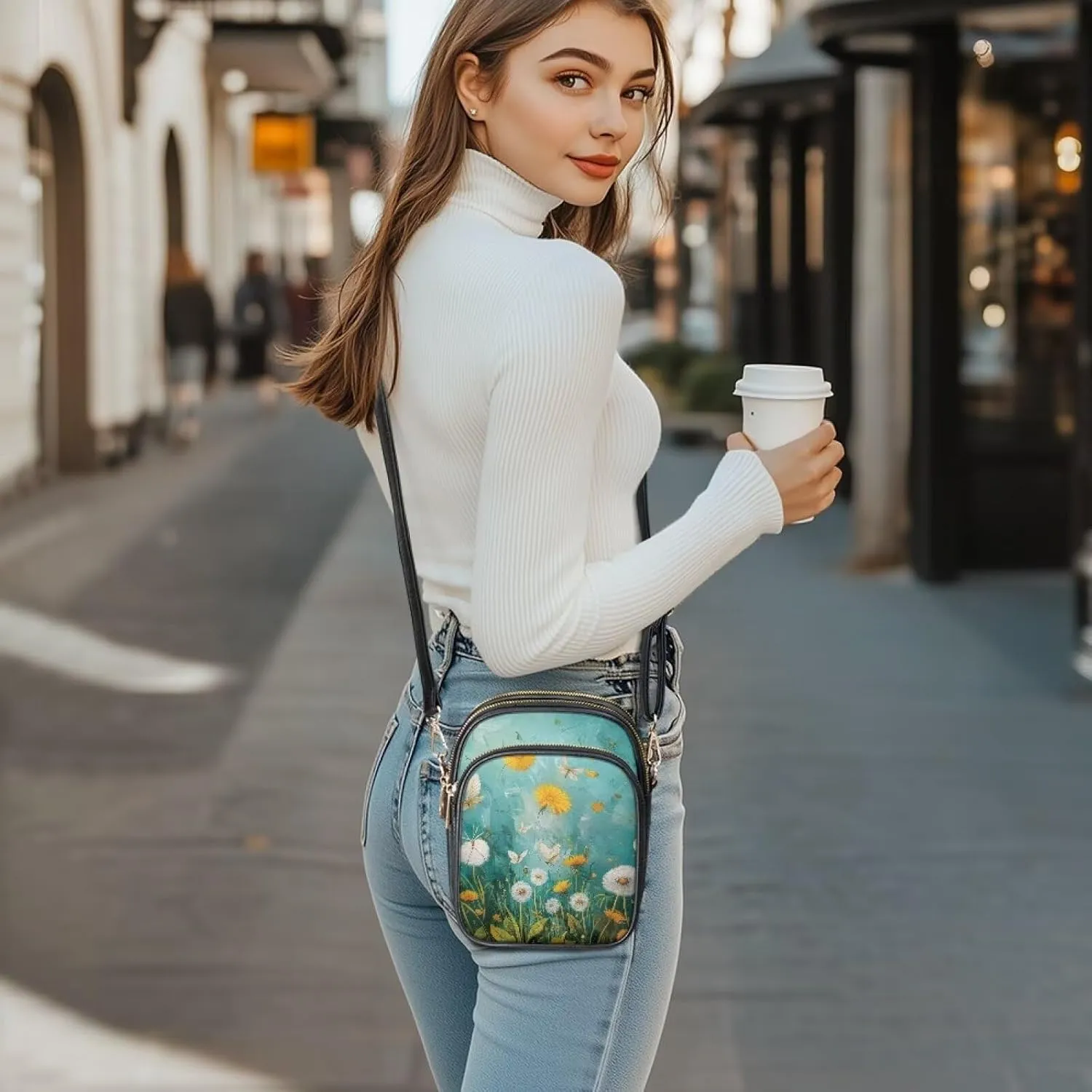 GIFTPUZZ Soft Leather Crossbody Purses with Adjustable Strap and Three Zipper Pockets for Women Ladies Medium Size