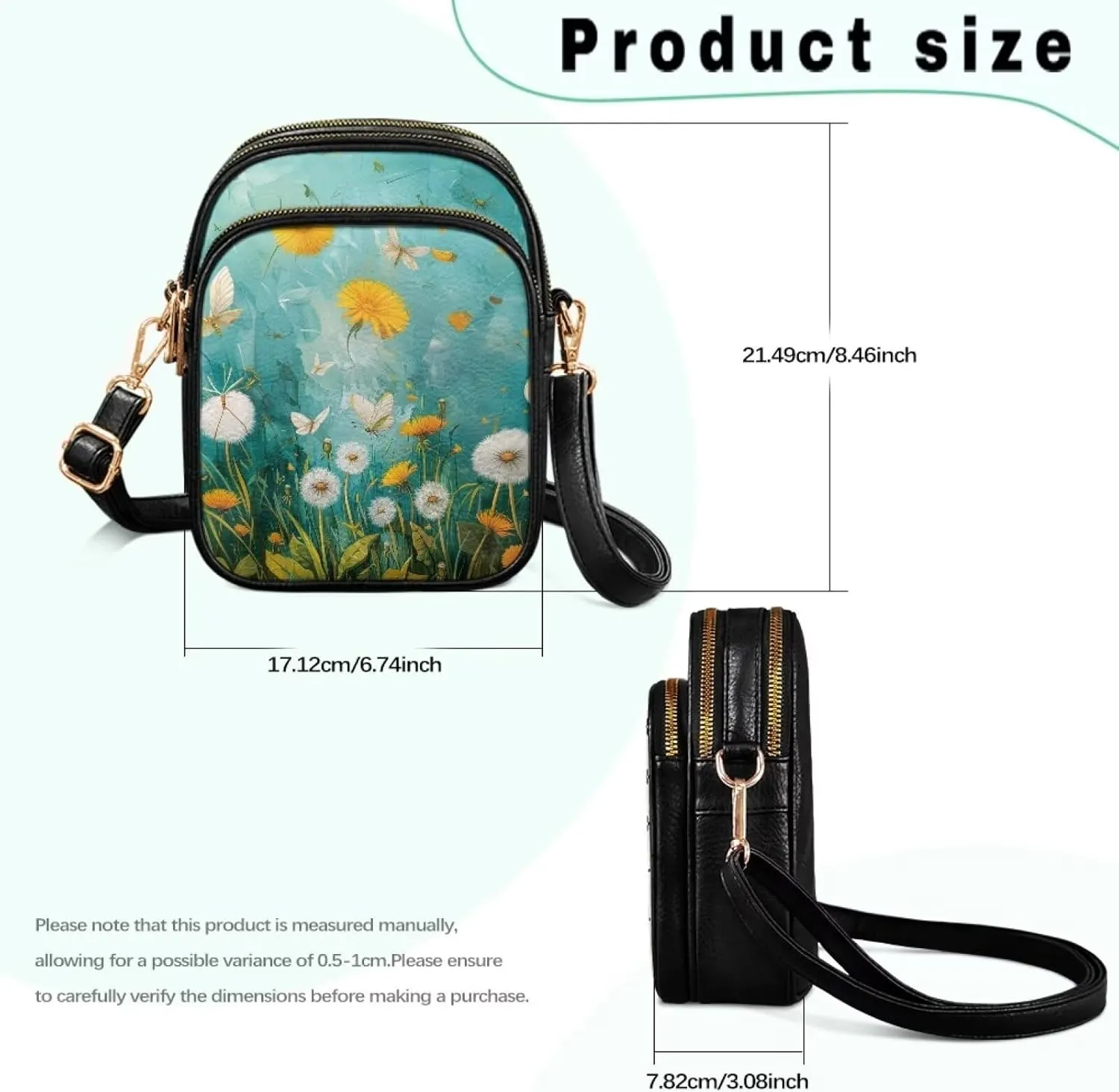 GIFTPUZZ Soft Leather Crossbody Purses with Adjustable Strap and Three Zipper Pockets for Women Ladies Medium Size
