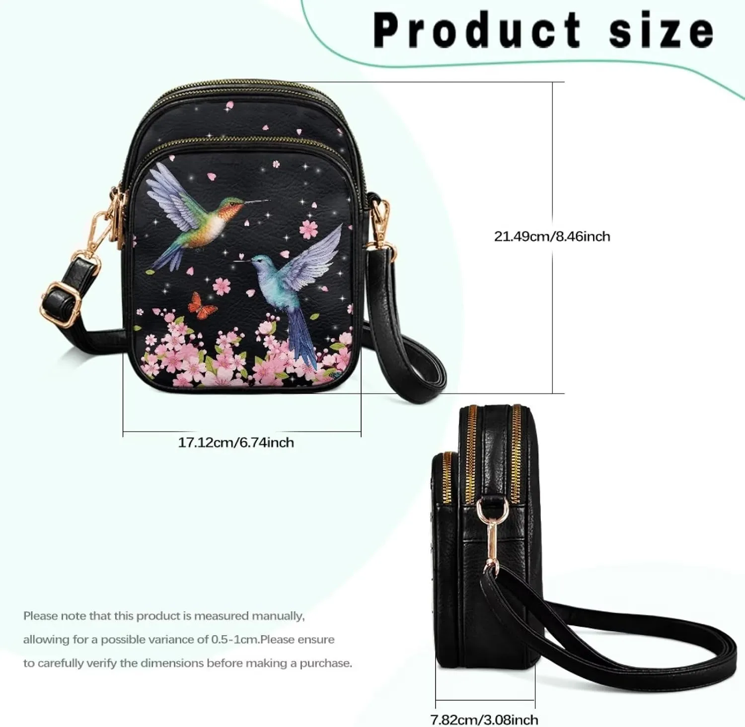 GIFTPUZZ Soft Leather Crossbody Purses with Adjustable Strap and Three Zipper Pockets for Women Ladies Medium Size