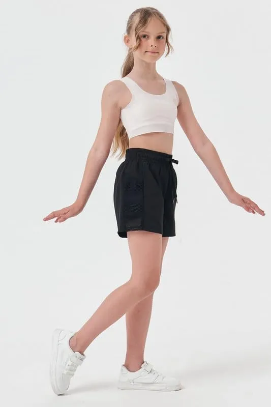 Girls Athletic Shorts with Spandex Liner Quick Dry Running Fitness Shorts for Kids Teen Active Sports Track