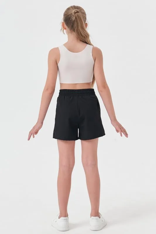 Girls Athletic Shorts with Spandex Liner Quick Dry Running Fitness Shorts for Kids Teen Active Sports Track